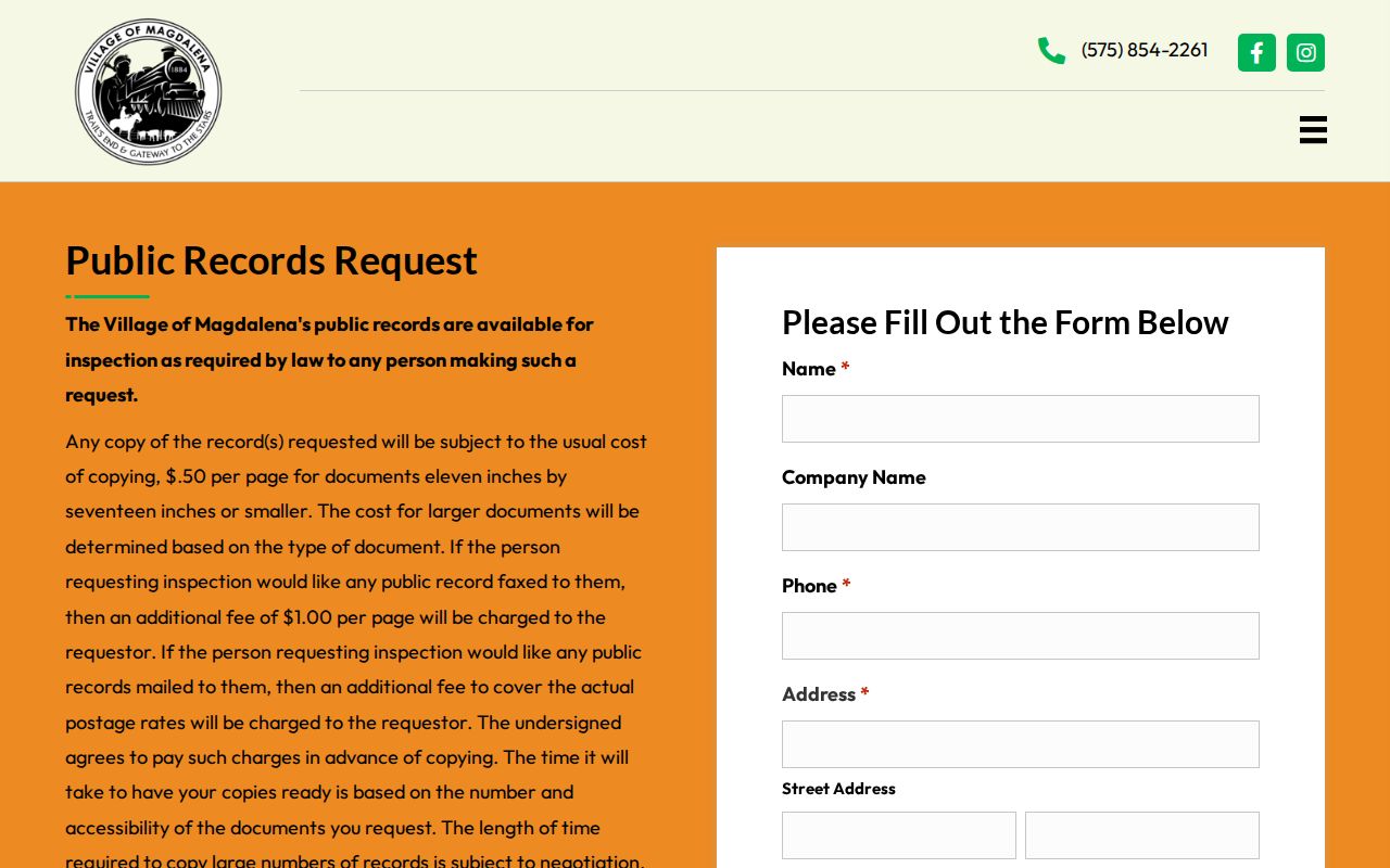 Magdalena public criminal records request form