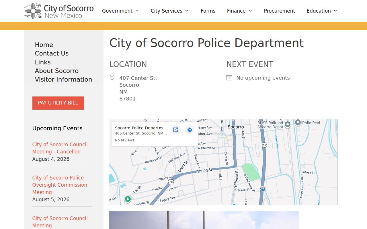 Socorro Police Department criminal records location