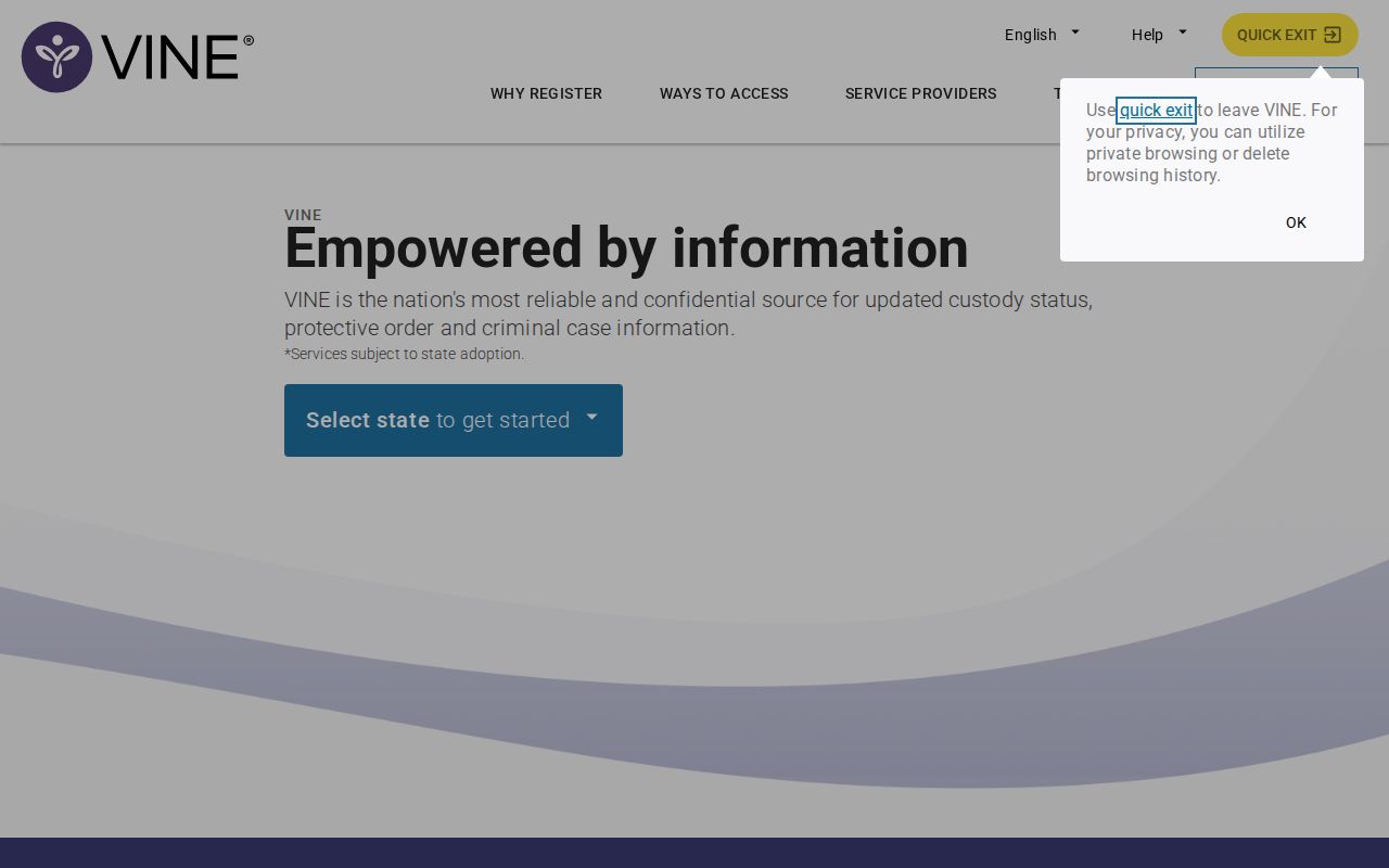 VINELink custody status and notification interface