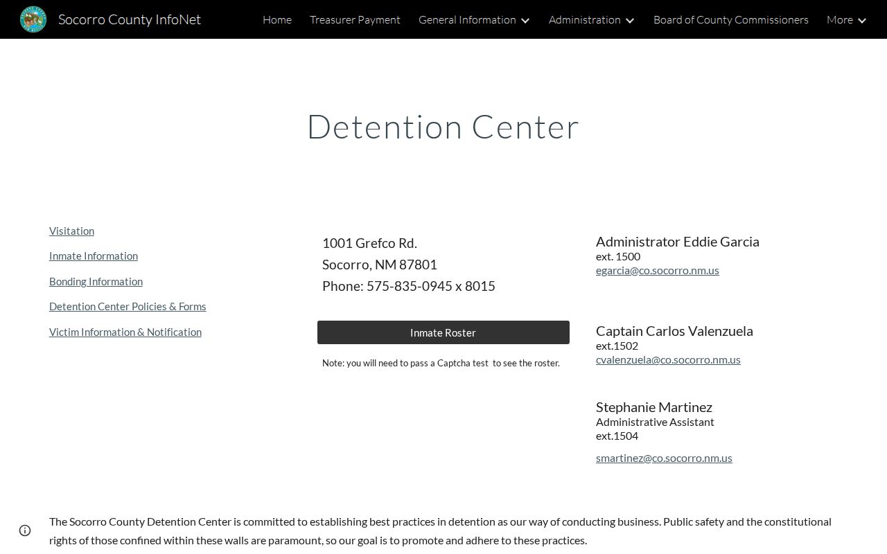 Socorro County Detention Center roster entry page