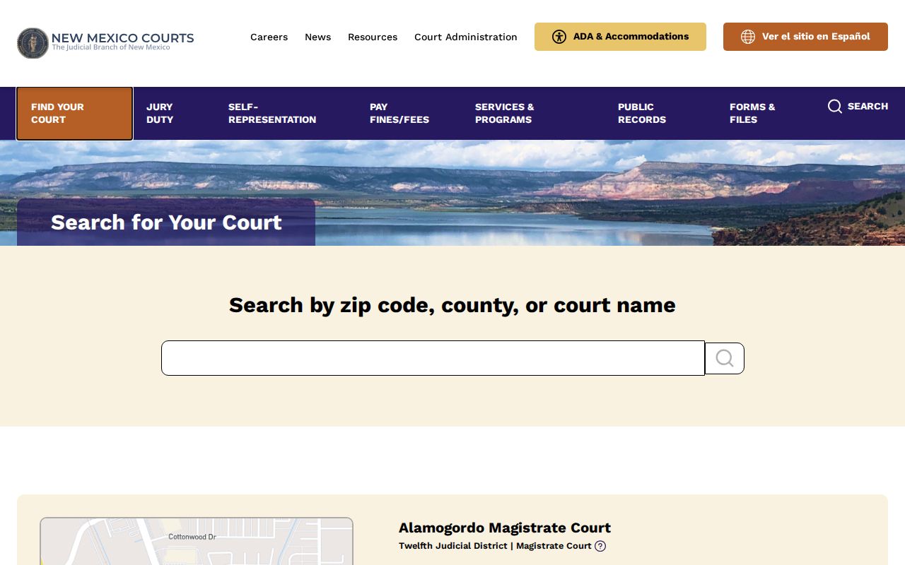 Socorro County criminal court listings in the New Mexico court finder